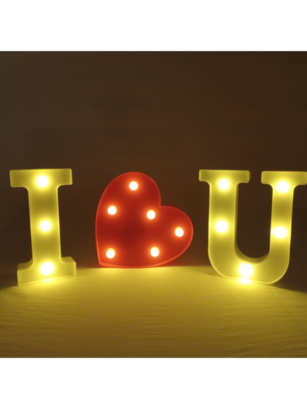 I Love U LED Light Up Marquee Letters Heart Sign Battery Operated I Heart U